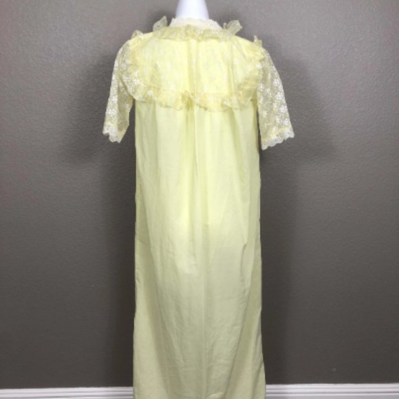 Vintage Bright Yellow Lace Trimmed Cotton Robe Sz M Pre-owned Fashion - Picture 4 of 5